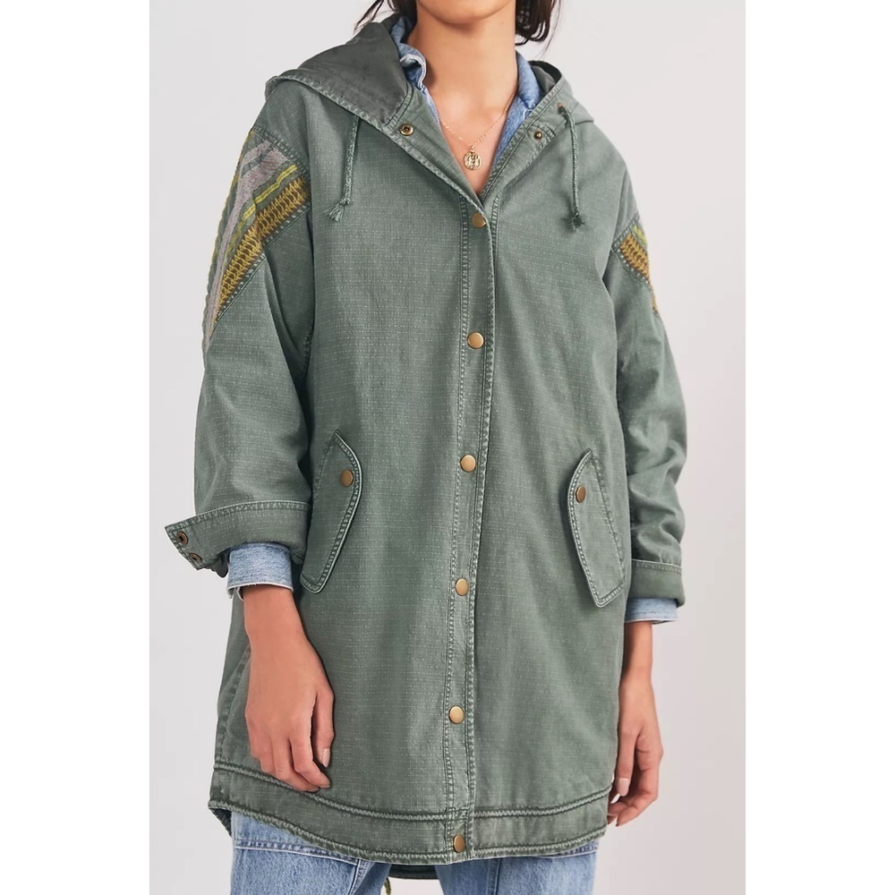 NWT Anthro Pilcro and the Letterpress Embroidered Striped Utility Anorak Jacket  - Picture 10 of 11